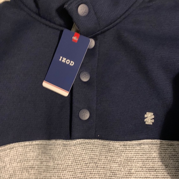IZOD blue and grey quarter button up fleece - Picture 5 of 6